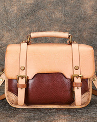 Handmade Small Leather Womens Satchel Shoulder Bag School Handbag Crossbody Purses for Ladies