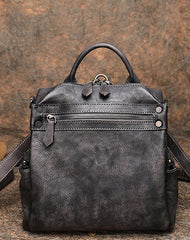 Vintage Brown Leather Rucksack Womens School Leather Backpack Ladies Backpack Purses