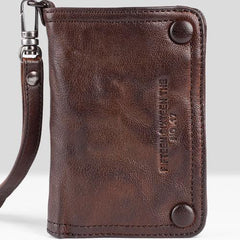Genuine Leather Mens Chain Biker Wallet Cool Leather Wallet Small Wallets for Men