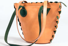 Handmade Genuine Leather Shopper Bag Bucket Bag Shoulder Bag Purse For Women - EverHandmade