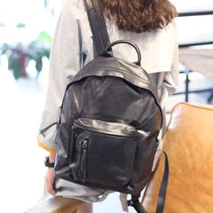 Womens Black Backpack Purse Leather Book Bag Purse - Annie Jewel