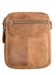 Brown Mens Leather Small Belt Pouch Mens Waist Bag Side Bag Mini Messenger Bag Phone Bag for Men