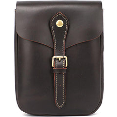 Dark Brown Vintage Leather Mens Small Messenger Bag Waist Bag Belt Pouch Bag For Men