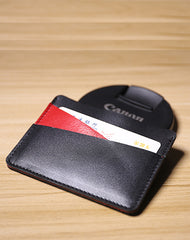 Slim Women Black Leather Card Wallet Minimalist Card Holder Wallet For Women
