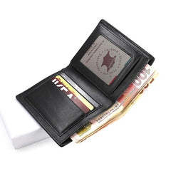 Leather Mens Slim Bifold Small Wallet Front Pocket Wallet billfold Small Wallet for Men