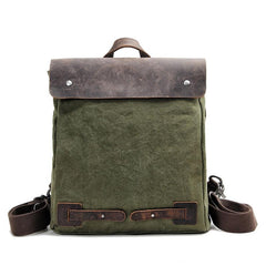 Cool Canvas Leather Mens Womens White Small College Computer Backpack Green Travel Backpack for Men