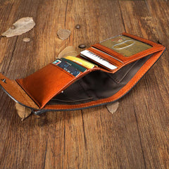Handmade Mens Cool Black billfold Leather Wallet Men Trifold Brown Card Wallets for Men