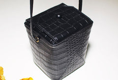 Genuine Leather Cube bag shoulder bag black for women leather crossbody bag