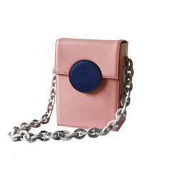 Cute Leather Pink Womens Mini Box Chain Purse Box Shoulder Bag for Women