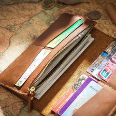 Cool Black Mens Leather Bifold Long Wallets Checkbook Wallet for Men with Coin Holder