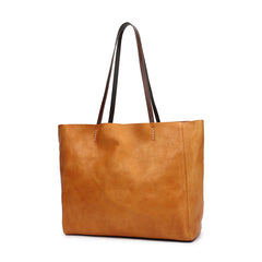 Fashion Brown Large Leather Tote Bag Shopper Bag Big Black Tote Purse For Women
