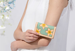 Handmade Leather floral card change coin wallet purse cute small women wallet - EverHandmade