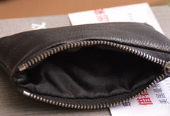 Handmade Genuine Leather Slim Zip Wallet billfold Wallet Coin Purse Bag For Mens
