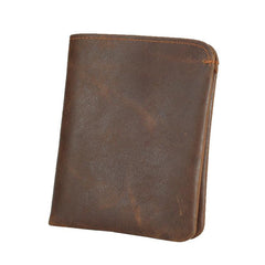 Leather Men's Billfold Wallet Bifold Small Wallet Black Slim Wallet Front Pocket Wallet For Men