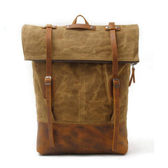 Cool Waxed Canvas Leather Mens Backpacks Canvas Travel Backpack Canvas School Backpack for Men