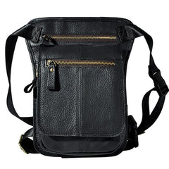 Cool Biker Mens Leather Drop Leg Bag Belt Pouch Waist Bag Side Bag Shoulder Bag for Men