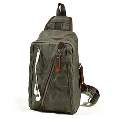 Cool Waxed Canvas Mens  Chest Bag Sling Bag One Shoulder Packs for men