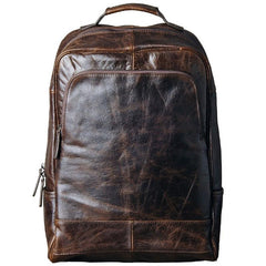Leather Mens Cool Black Backpack Large Travel Backpack Hiking Backpack for men
