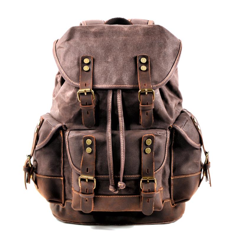 best canvas and leather backpacks Canvas And Leather Backpack Hiking Backpack for Women Waxed Canvas Backpack With Laptop Compartment