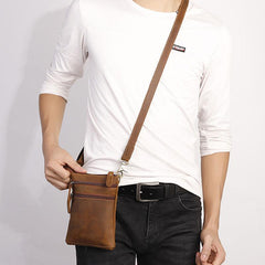 Vintage Leather Men's CELL PHONE HOLSTER Belt Pouch Waist Small Side Bag For Men
