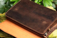 Genuine Leather Mens Cool Clutch Messenger Bag Folded Wristlet Purse Bike Bag Cycling Bag For Men - EverHandmade