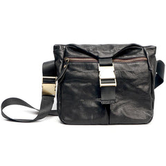 Black Leather Mens Casual Small Courier Bag Messenger Bags Brown Postman Bag For Men