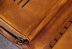 Genuine Leather Wallet Folded Long Wallet Vintage Wallet Purse Clutch For Women