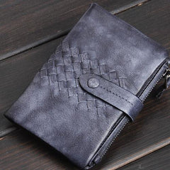 Cool Mens Small Leather Wallets Men Zipper billfold Wallets Bifold for Men