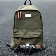 Cool Canvas Mens 15'' Green Computer Backpack Khaki Travel Backpack School Backpack for Men