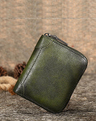 Coffee Small Leather Bifold Wallet Around Zip Billfold Cute Women Zipper Wallet For Ladies