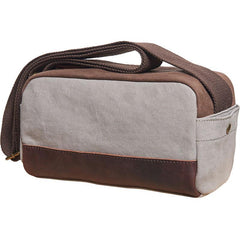 Mens Canvas Leather Gray Cool Messenger Bag Side Bag for Men