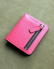 Cute Women Coffee Leather Small Bifold Wallet Billfold Wallet with Coin Pocket For Women
