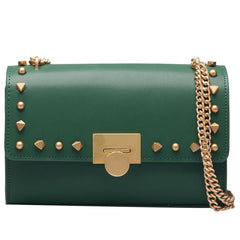 Leather Stylish Womens Rivet Handbag Work Purse Chain Shoulder Bag for Women