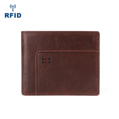 Chocolate Bifold Leather Mens Small Wallet billfold Wallet Driver's License Wallet for Men