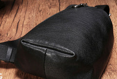 Cool Leather Mens Black Chest Bag Sling Bag Vintage Leather Sling Bags for Men