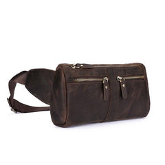 COOL Dark Brown LEATHER MENS FANNY PACK BUMBAG WAIST BAG FOR MEN