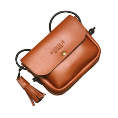 Cute LEATHER WOMEN Mini SHOULDER BAG Tassels Small Crossbody Purses FOR WOMEN