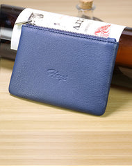 Cute Women Blue Leather Mini Zip Coin Wallet Change Wallet Zipper Change Wallet For Women