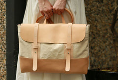 Handmade Leather messenger bag backpack canvas for men women leather shoulder bag - EverHandmade