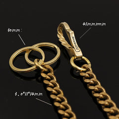 Cool Brass Mens 18‘’ Wallet Chain Pants Chain Gold Biker Wallet Chain For Men