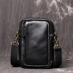 Mens Brown Leather Mini Messenger Bag Black Men's Phone Side Bag Mini Phone Bag Courier Bag For Men