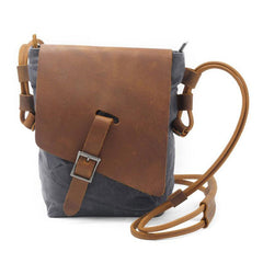 Cool Mens Waxed Canvas Leather Small Courier Bags Canvas Side Bags Messenger Bag for Men