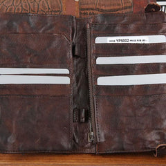 Handmade Leather Mens Cool Long Leather Wallet Bifold Clutch Wallet for Men