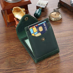 Leather Small Mens Wallet Zipper billfold Front Pocket Wallet Driver's License Card Wallet for Men