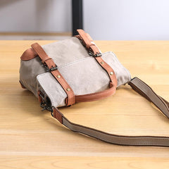 Canvas Leather Mens Womens Small Handbag Side Bag Green shoulder Bag Messenger Bag for Men