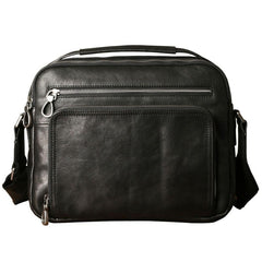 Black Leather Mens Cool Messenger Bags Work Bag Business Bag for men