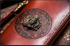 Handmade Leather Tibetan Mens Biker Chain Wallets Cool Long Chain Wallets for Men