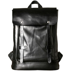 Cool Large Leather Mens Backpack Black Travel Backpack Hiking Backpacks for men