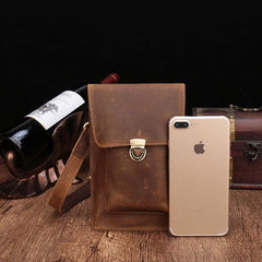 Brown Leather Small Belt Pouch Belt Bag Small Shoulder Bag Waist Bag For Men