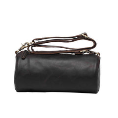 Cool Leather Mens Barrel Side Bag Bucket Shoulder Bag Messenger Bag for Men